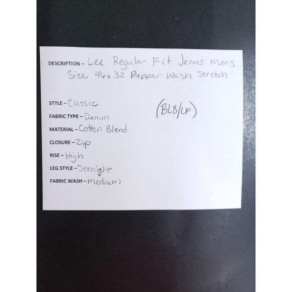 Lee Regular Fit Jeans Men's Size 46x32 Pepper Wash Stretch - Picture 10 of 10